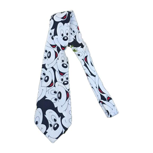 Vintage Disney Mickey Mouse Unlimited Silk Tie AOP Necktie Black White Korea - Picture 1 of 5